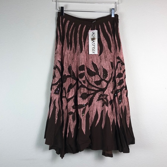 Kaktus Dresses & Skirts - Kaktus Skirt Small Rayon Pink Brown
